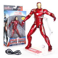 中动漫威复仇者联盟4钢铁侠手办玩具套装灭霸4代蜘蛛侠全套英雄雷神 盒装发光钢铁侠A1606