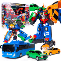 买奇酷 变形合体汽车人机器人玩具儿童 王牌车手探警热舞弗龙蛋神金刚玩具 2代咖宝车神-大巴巨人