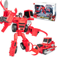 儿童变形金刚玩具合体金刚5合金金属汽车人机器人 模型玩具儿童男孩女孩生日 [2合1]变形工程车-红色款LX608