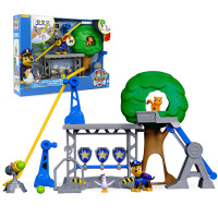 汪汪队立大功 玩具车套装儿童变形声效救援车狗狗巡逻队警车弹射变形模型仿真消防车 救援训练中心