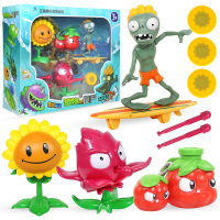 植物大战僵尸玩具仿真模型硬胶软胶碗头太阳神僵尸男孩生日套装 686-66冲浪僵尸+桑葚爆破手+红针花+向日葵