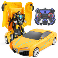 佳奇 儿童遥控车变形玩具变形搏击机器人电动一键变身汽车金刚充电男孩 [对打机器人遥控车]夜旋风(电商版)