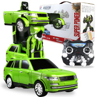 佳奇 儿童遥控车变形玩具变形搏击机器人电动一键变身汽车金刚充电男孩 变形遥控车-路霸先锋-绿色