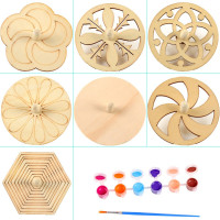 木质白模填色彩绘玩具小朋友手工制作材料包儿童创意DIY素材 12个+颜料B套餐