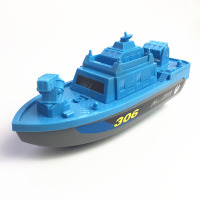 电动船快艇帆船海盗船宝宝洗澡泳池戏水儿童电动船玩具 蓝色战舰