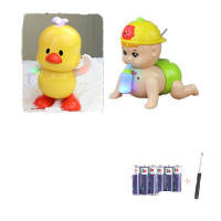 宝宝学爬行幼儿娃娃6-12八8六9电动音乐婴儿玩具 奶瓶爬娃有灯+跳舞小萌鸡