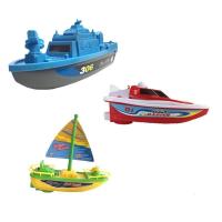 新款电动船快艇帆船海盗船宝宝洗澡泳池戏水儿童电动船玩具 帆船+蓝色战舰+红色小快艇
