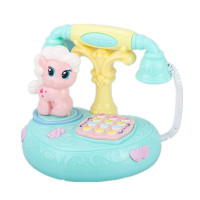 儿童小兔子仿真座机复古电话机 多功能音乐早教玩具男女宝宝1-3岁 绿色电话机