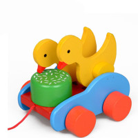 拖拉学步拉线手拉宝宝2岁儿童拉着走的小狗拉绳牵引拉拉车玩具 小鸭吃米拉车