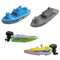 新款电动船快艇帆船海盗船宝宝洗澡泳池戏水儿童电动船玩具 蓝舰+灰舰+黄艇+绿艇