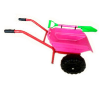 儿童沙滩宝宝玩具手推车加大加厚双轮单轮推土车小孩玩沙玩具 粉红色双轮