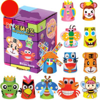 儿童玩具纸盘子贴画彩色纸杯玩具DIY十二生肖动物幼儿园手工制作 纸杯动物款12个