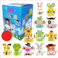 儿童玩具纸盘子贴画彩色纸杯玩具DIY十二生肖动物幼儿园手工制作 纸杯生肖款12个