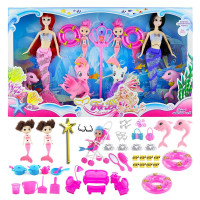 3D真眼灯光音乐美人鱼玩具娃娃公主玩偶梦幻儿童生日套装大礼盒 707D灯光音乐版+配件