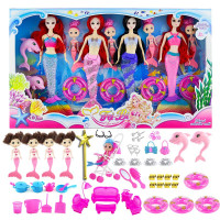 3D真眼灯光音乐美人鱼玩具娃娃公主玩偶梦幻儿童生日套装大礼盒 707P灯光音乐版+配件