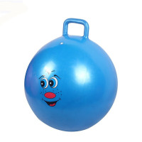 加厚羊角球儿童蹦蹦跳跳球充气球健身球瑜伽球手抓球手柄皮球 55CM蓝色手把球