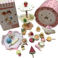 女孩生日仿真茶具茶壶儿童过家家厨房套装下午茶蛋糕木制玩具 茶具+冰淇淋树