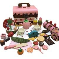 女孩生日仿真茶具茶壶儿童过家家厨房套装下午茶蛋糕木制玩具 高配草莓唱歌款+鱼