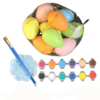 幼儿园仿真假鸡蛋壳 儿童DIY复活节彩蛋玩具蛋手工制作材料包批發 7.5*5彩色蛋10枚(12色颜料)