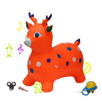 儿童充气音乐跳跳马 加大加厚跳跳鹿小马橡胶充气幼儿园跳跳马儿坐骑 音乐橙色卡通鹿单个