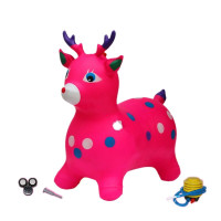儿童充气音乐跳跳马 加大加厚跳跳鹿小马橡胶充气幼儿园跳跳马儿坐骑 音乐粉色卡通鹿单个