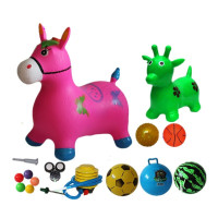 儿童充气音乐跳跳马 加大加厚跳跳鹿小马橡胶充气幼儿园跳跳马儿坐骑 音乐粉色马1+11