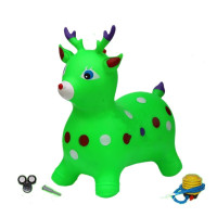 儿童充气音乐跳跳马 加大加厚跳跳鹿小马橡胶充气幼儿园跳跳马儿坐骑 音乐绿色卡通鹿单个