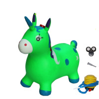 儿童充气音乐跳跳马 加大加厚跳跳鹿小马橡胶充气幼儿园跳跳马儿坐骑 音乐绿色独角马单个