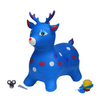 儿童充气音乐跳跳马 加大加厚跳跳鹿小马橡胶充气幼儿园跳跳马儿坐骑 音乐蓝色卡通鹿单个