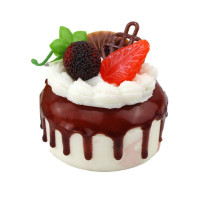 仿真奶油水果蛋糕模型假水果甜品假面包拍摄婚礼饰品道具 圆形奶油水果蛋糕（巧克力色）