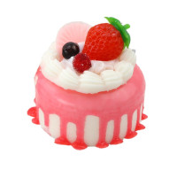 仿真奶油水果蛋糕模型假水果甜品假面包拍摄婚礼饰品道具 圆形奶油水果蛋糕(粉色)