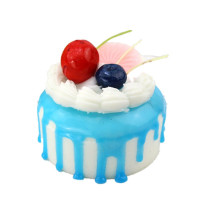 仿真奶油水果蛋糕模型假水果甜品假面包拍摄婚礼饰品道具 圆形奶油水果蛋糕(蓝色)