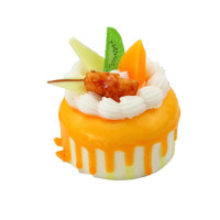 仿真奶油水果蛋糕模型假水果甜品假面包拍摄婚礼饰品道具 圆形奶油水果蛋糕(黄色)