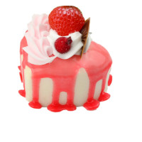 仿真奶油水果蛋糕模型假水果甜品假面包拍摄婚礼饰品道具 心形奶油水果蛋糕(红色)