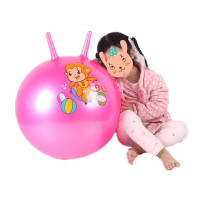 羊角球加厚幼儿园跳跳球儿童玩具瑜伽球手柄球大号充气球 粉红色55cm+打气筒图案随机