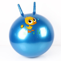 羊角球加厚幼儿园跳跳球儿童玩具瑜伽球手柄球大号充气球 蓝色55cm+打气筒图案随机