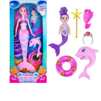 美人鱼玩具洋娃娃套装人鱼公主女孩儿童生日礼盒 粉红秀发灯光音乐