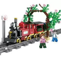 火车积木男孩子拼装城市火车儿童拼插汽车组装模型玩具 蒸汽火车(279片)