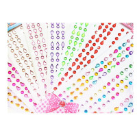 贴纸儿童舞台化妆钻石贴画女孩奖励宝石立体手工粘贴水晶手机装饰 桔红色37水滴连钻6张