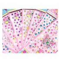 贴纸儿童舞台化妆钻石贴画女孩奖励宝石立体手工粘贴水晶手机装饰 玫红色38星星LA5张