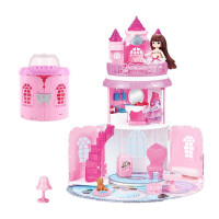 挺逗 儿童女孩公主厨房别墅情景玩具手提套装女童生日4-10岁孩子玩具 梦幻城堡-标准版