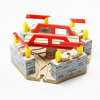 木制火车轨道配件 隧道 车库 房子 兼容木质托马斯轨道布里奥玩具 四通八达旋转桥