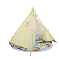 儿童帐篷游戏屋室内小帐篷印第安帐篷公主房帐篷宝宝过家家帐篷 1.6米波浪纹黄