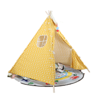 儿童帐篷游戏屋室内小帐篷印第安帐篷公主房帐篷宝宝过家家帐篷 1.6米米子黄