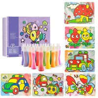 沙画儿童亲子彩沙幼儿手工制作diy女孩创意男孩彩色玩具砂画套装 12色沙(24张画)乐园款