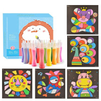 沙画儿童亲子彩沙幼儿手工制作diy女孩创意男孩彩色玩具砂画套装 24色沙（41张画）综合款