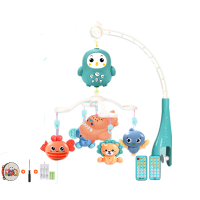 婴儿床铃玩具宝宝遥控音乐旋转床头铃0-6个月儿玩具 升级双遥控动物派对绿18000+内容+充电