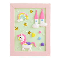 儿童手工创作diy相框超轻粘土材料包新年幼儿园亲子互动玩具 相框画-城堡飞马