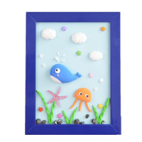 儿童手工创作diy相框超轻粘土材料包新年幼儿园亲子互动玩具 相框画-海底世界