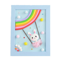 儿童手工创作diy相框超轻粘土材料包新年幼儿园亲子互动玩具 相框画-秋千小兔